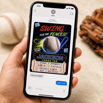 Baseball 10th Birthday Invitation for Boys — sports design