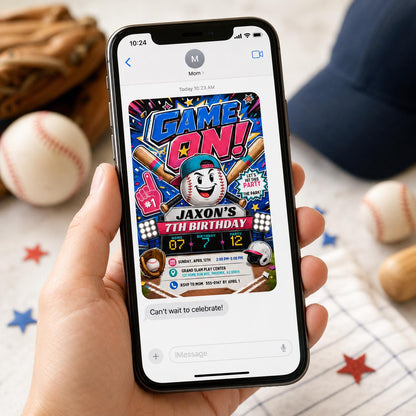 Baseball 7th Birthday Invitation for Boys — sports design