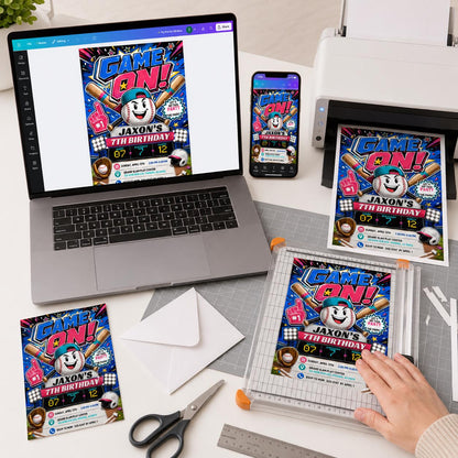 Baseball 7th Birthday Invitation for Boys — print-ready 7th birthday party design from VoltBy