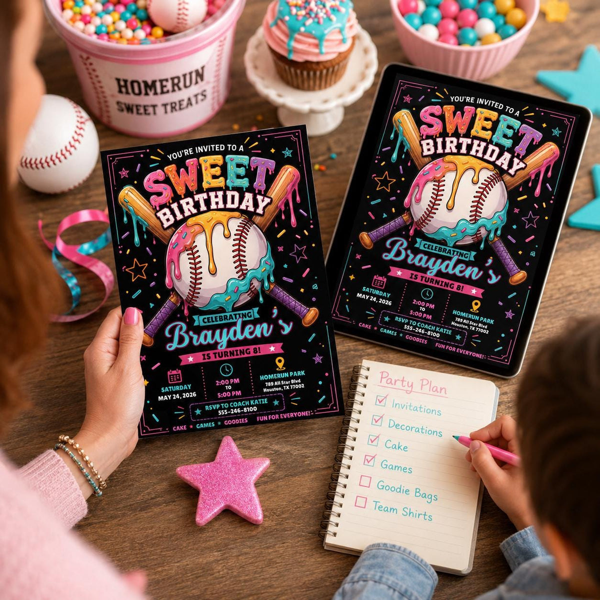 Baseball Birthday Invitation — invitation you personalize in Canva