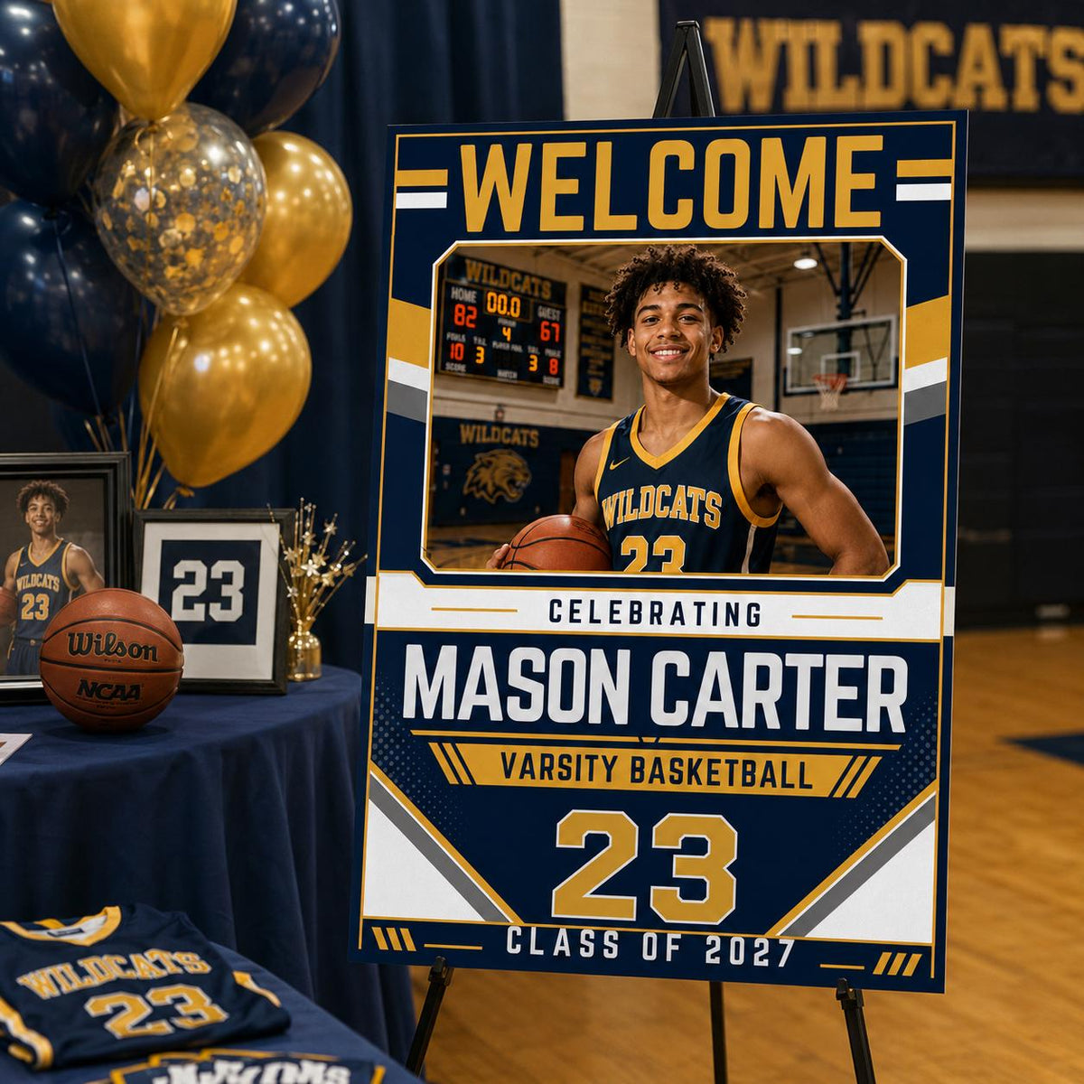 Basketball Graduation Welcome Sign — welcome sign you personalize in Canva