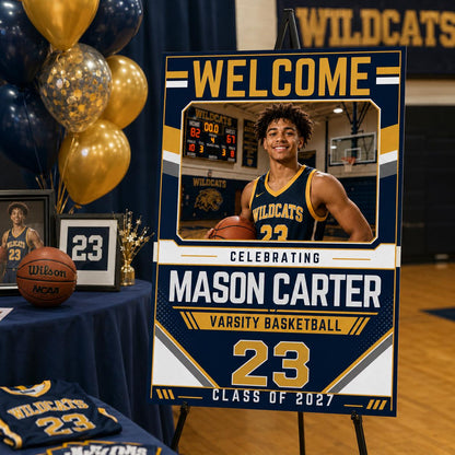 Basketball Graduation Welcome Sign — welcome sign you personalize in Canva