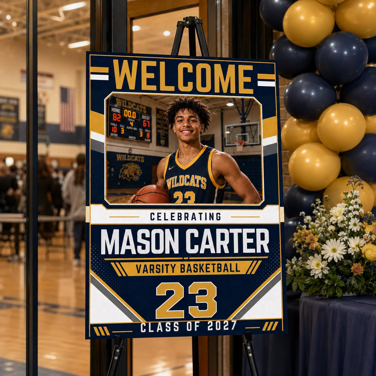 Basketball Graduation Welcome Sign — digital welcome sign, instant download