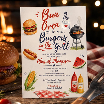 BBQ Baby Shower Invitation — invitation you personalize in Canva