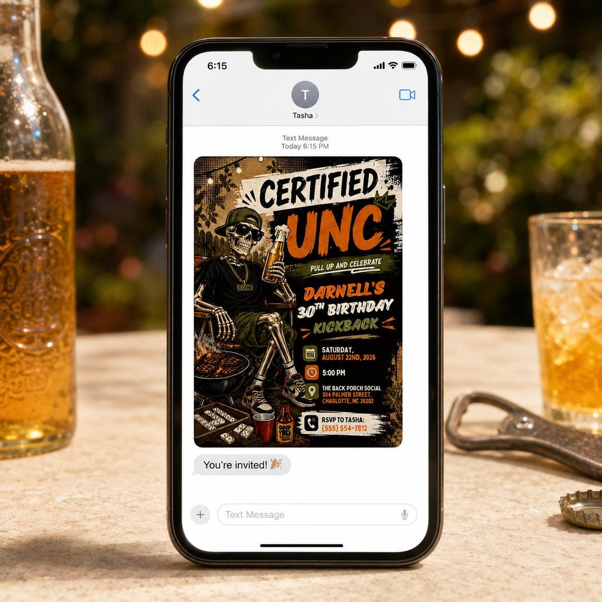 BBQ Certified Unc 30th Birthday Invitation — beer design