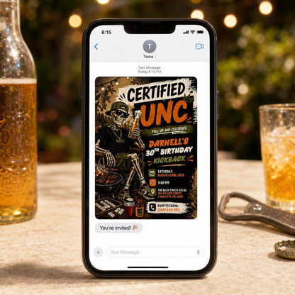 BBQ Certified Unc 30th Birthday Invitation — beer design