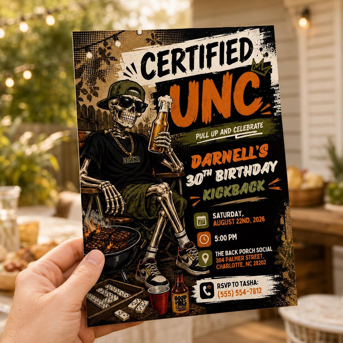 BBQ Certified Unc 30th Birthday Invitation — invitation you personalize in Canva