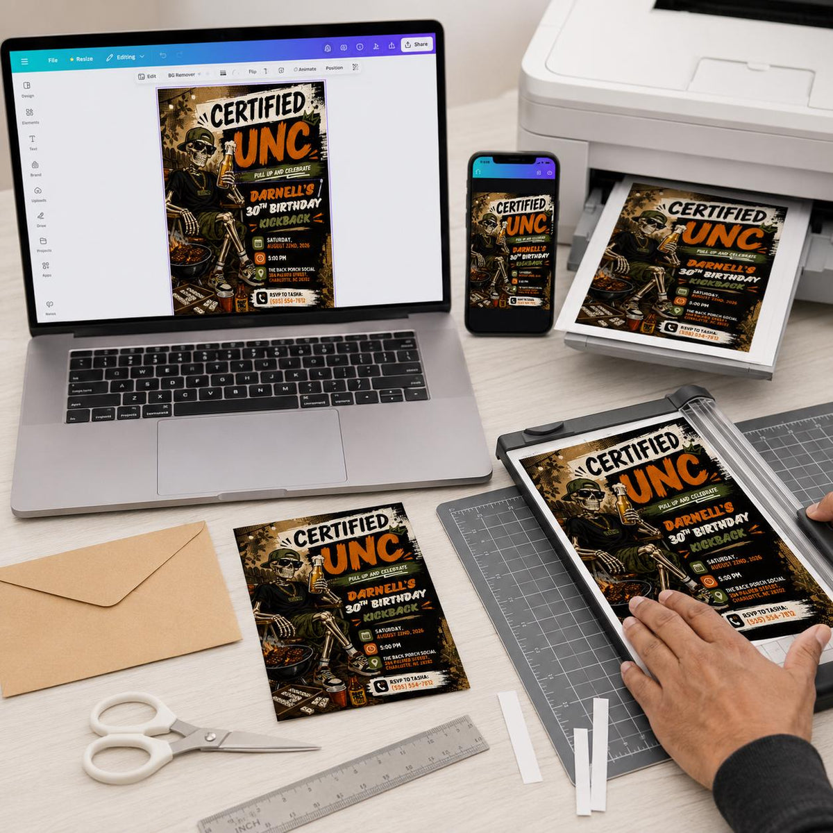 BBQ Certified Unc 30th Birthday Invitation — print-ready 30th birthday party design from VoltBy