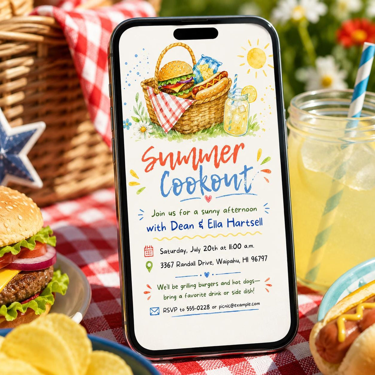 BBQ Summer Cookout Invitation: Backyard BBQ Picnic Party — invitation you personalize in Canva
