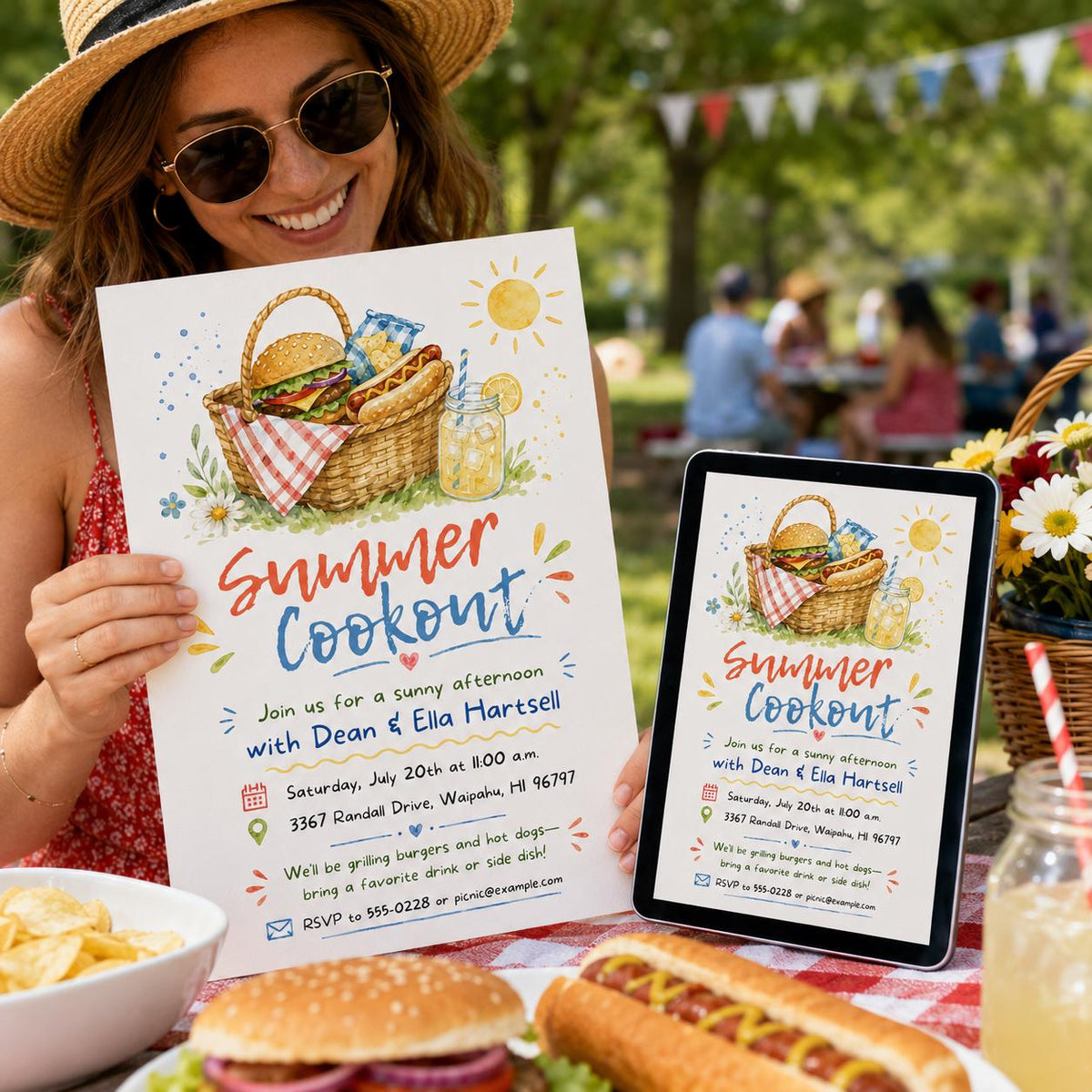 BBQ Summer Cookout Invitation: Backyard BBQ Picnic Party — digital invitation, instant download