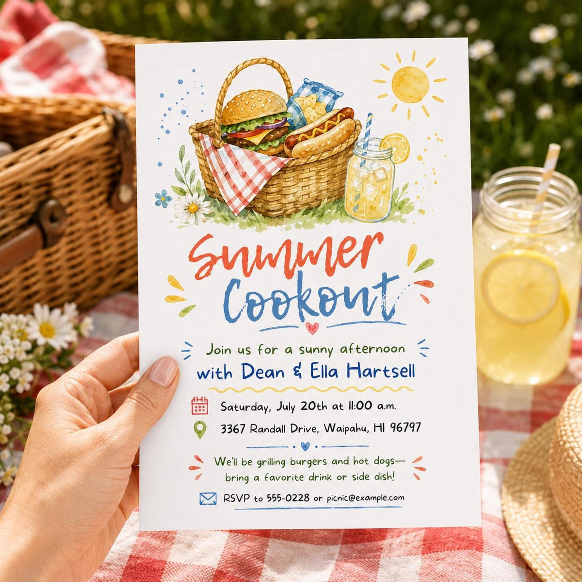 BBQ Summer Cookout Invitation: Backyard BBQ Picnic Party — cookout stationery by VoltBy