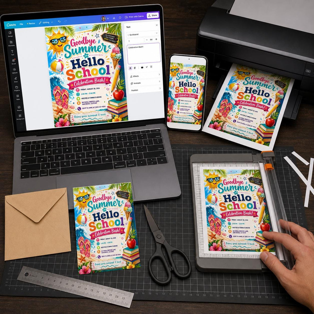 Beach Bash Goodbye Summer — invitation you personalize in Canva