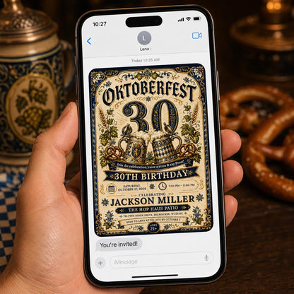 Beer 30th Birthday Oktoberfest Invitation — invitation you personalize in Canva