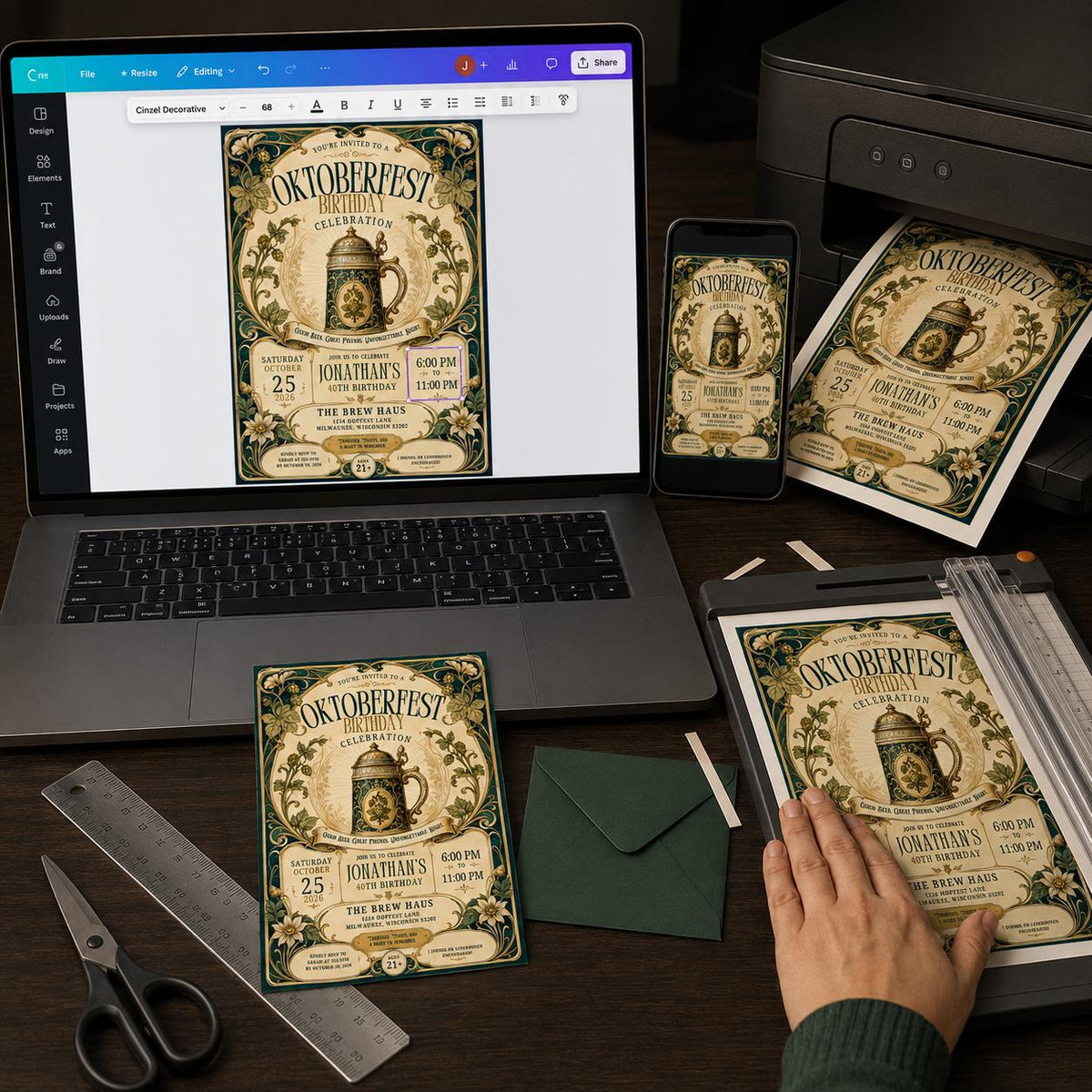Beer 40th Birthday Oktoberfest Invitation — print-ready 40th birthday party design from VoltBy