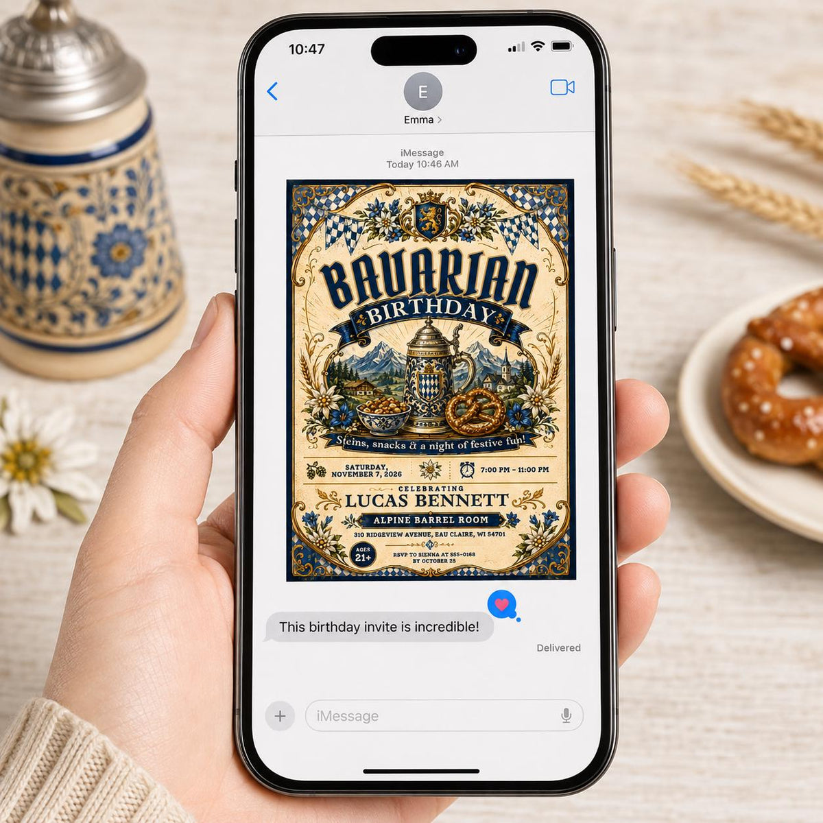 Beer Bavarian Birthday Invitation — invitation you personalize in Canva