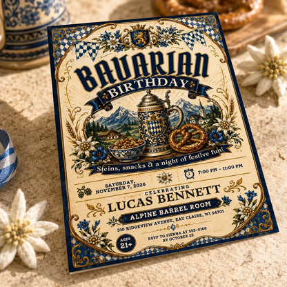 Beer Bavarian Birthday Invitation — birthday party stationery by VoltBy
