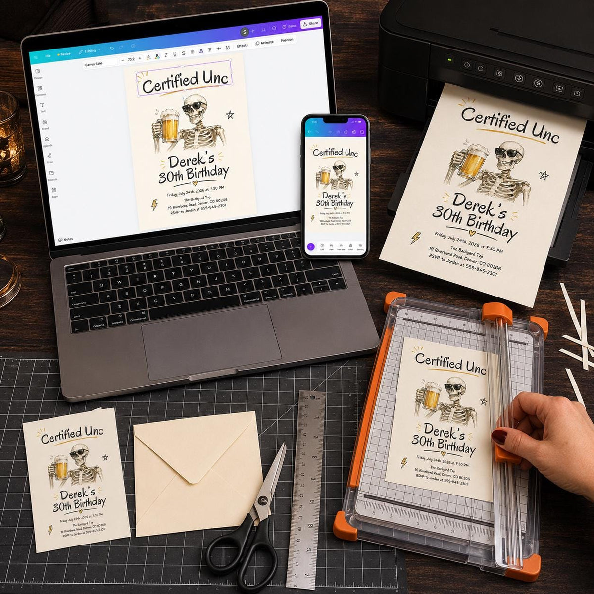 Beer Certified Unc 30th Birthday Invitation — print-ready 30th birthday party design from VoltBy