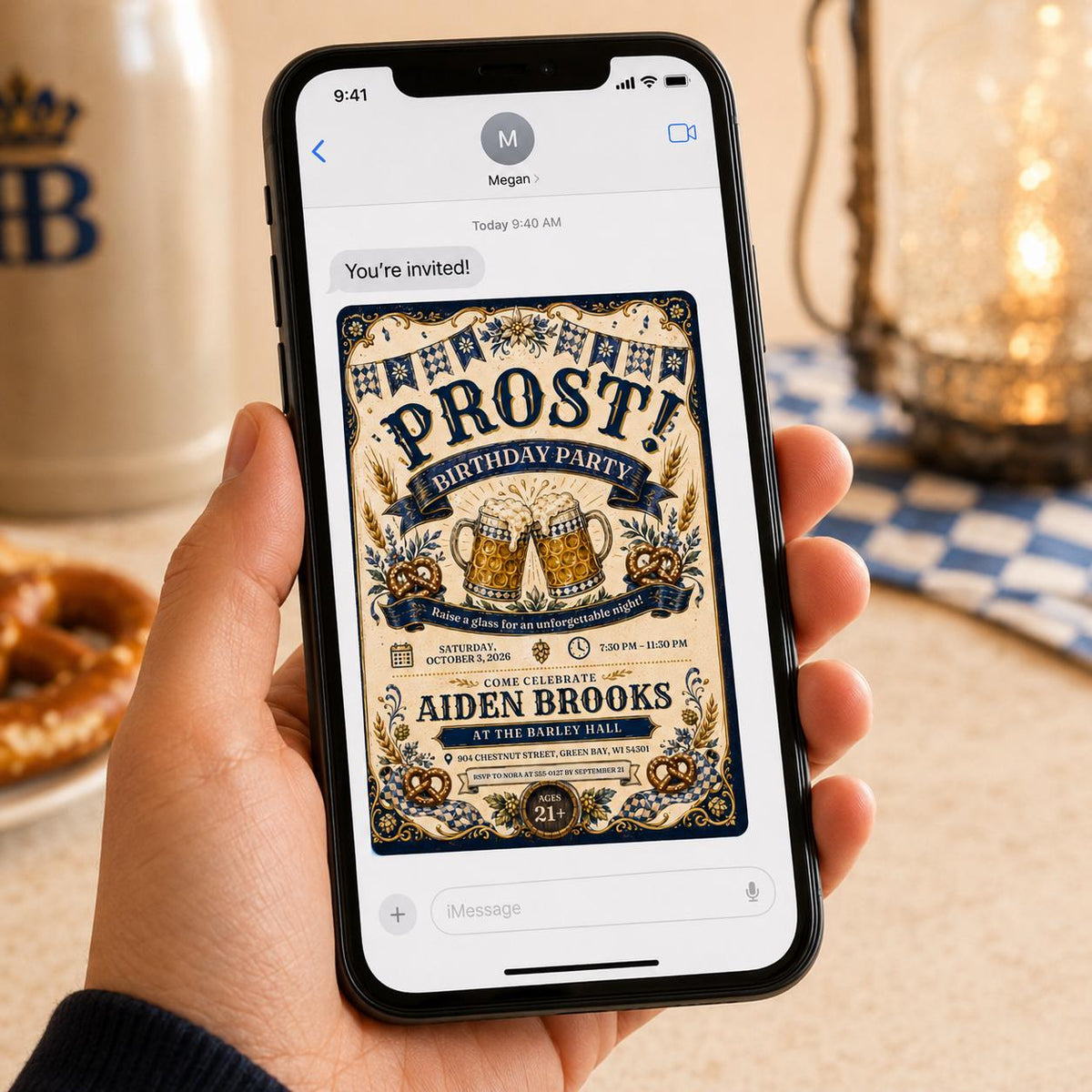 Beer Oktoberfest Birthday Invitation — invitation you personalize in Canva