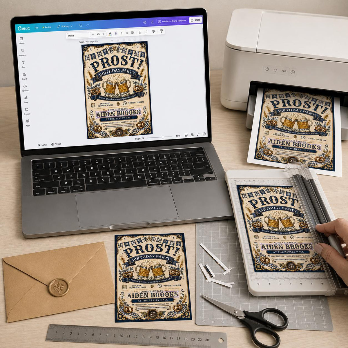 Beer Oktoberfest Birthday Invitation — digital invitation, instant download