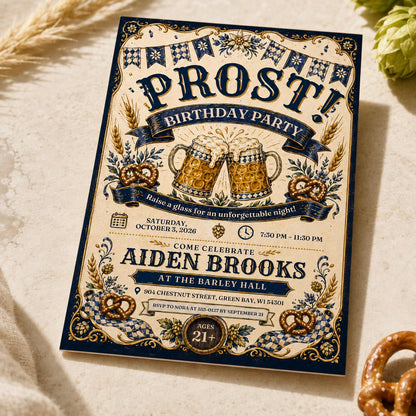 Beer Oktoberfest Birthday Invitation — birthday party stationery by VoltBy