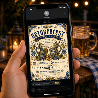 Beer Oktoberfest Couples Party Invitation — invitation you personalize in Canva