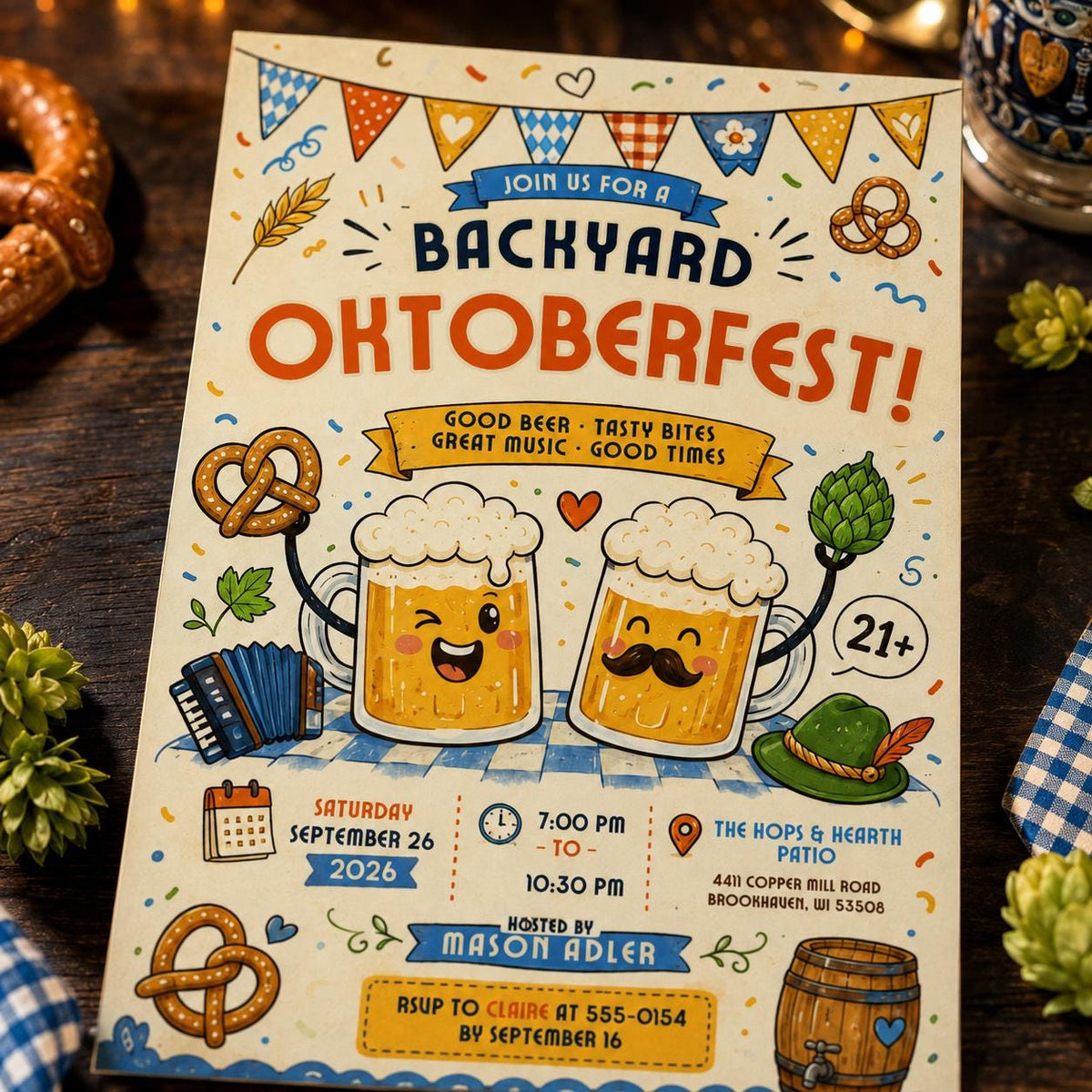 Beer Oktoberfest Invitation — birthday party stationery by VoltBy