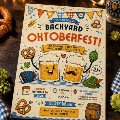 Beer Oktoberfest Invitation — birthday party stationery by VoltBy