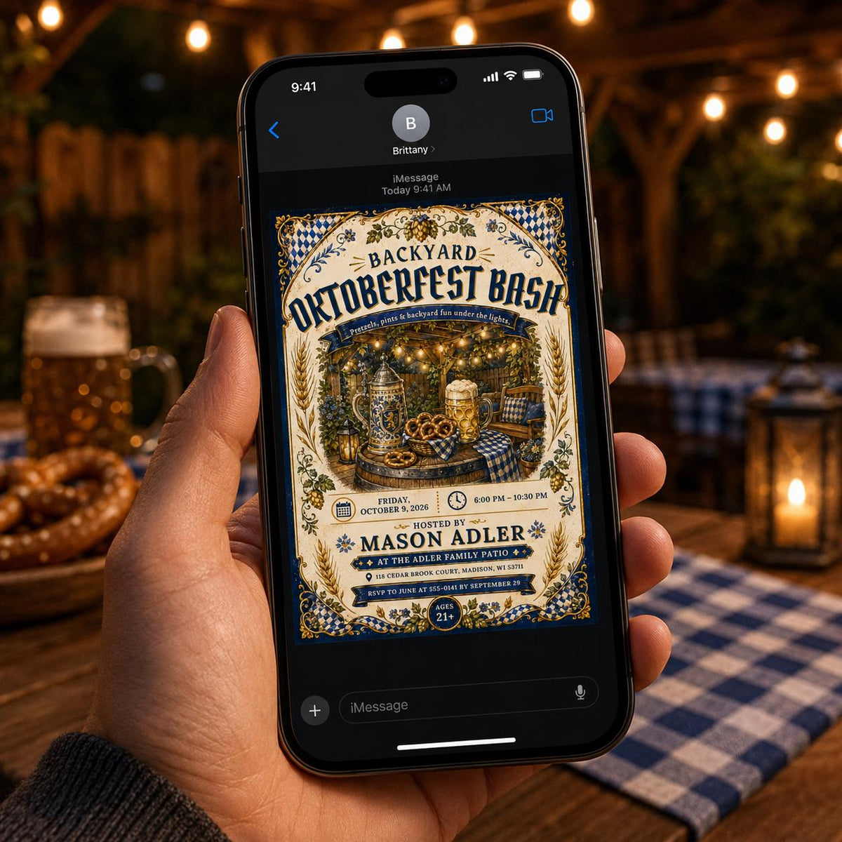 Beer Oktoberfest Party Invitation: Backyard Beer Bash — invitation you personalize in Canva