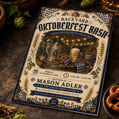 Beer Oktoberfest Party Invitation: Backyard Beer Bash — Oktoberfest party stationery by VoltBy