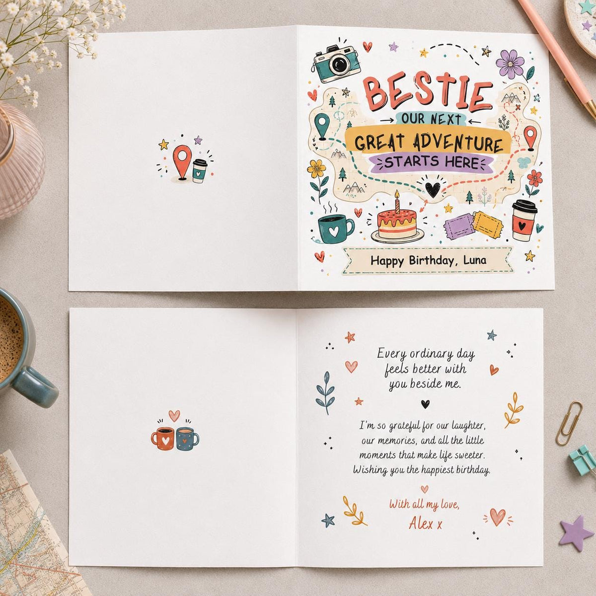 Best Friend Birthday Greeting Card — print-ready birthday party design from VoltBy