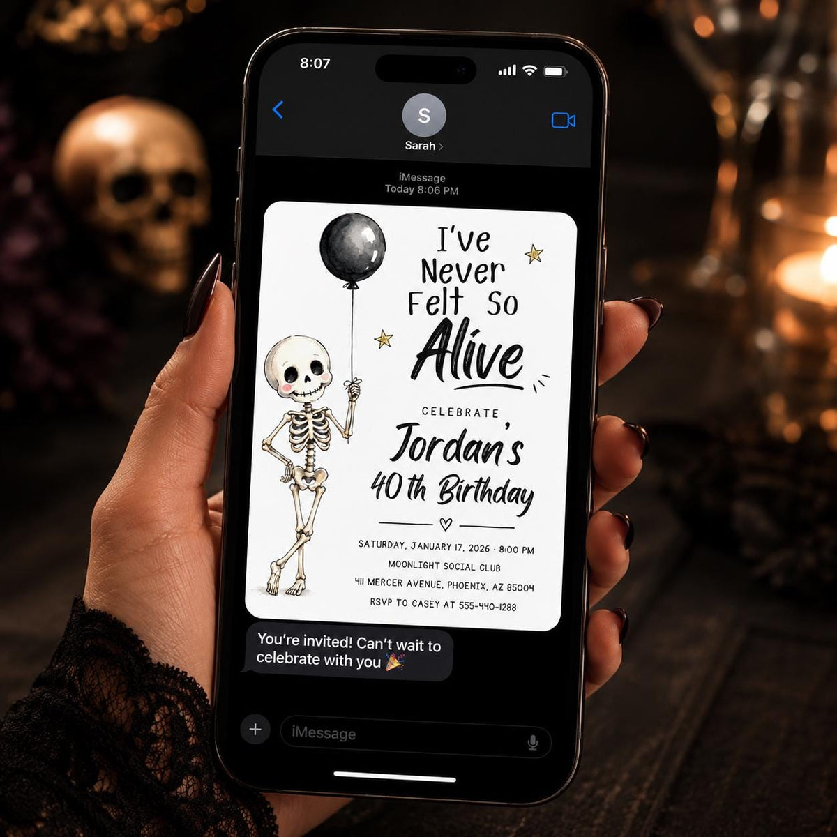 Black and White Funny 40th Birthday Invitation — print-ready 40th birthday party design from VoltBy