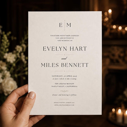 Black and White Minimalist Wedding Invitation — elegant wedding design