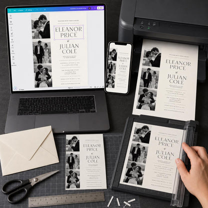 Black and White Photo Wedding Invitation — invitation you personalize in Canva