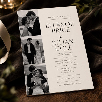 Black and White Photo Wedding Invitation — elegant wedding design