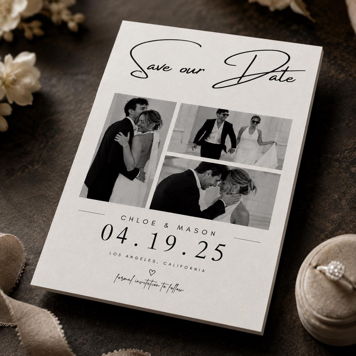Black and White Wedding Collage Save the Date — wedding stationery by VoltBy