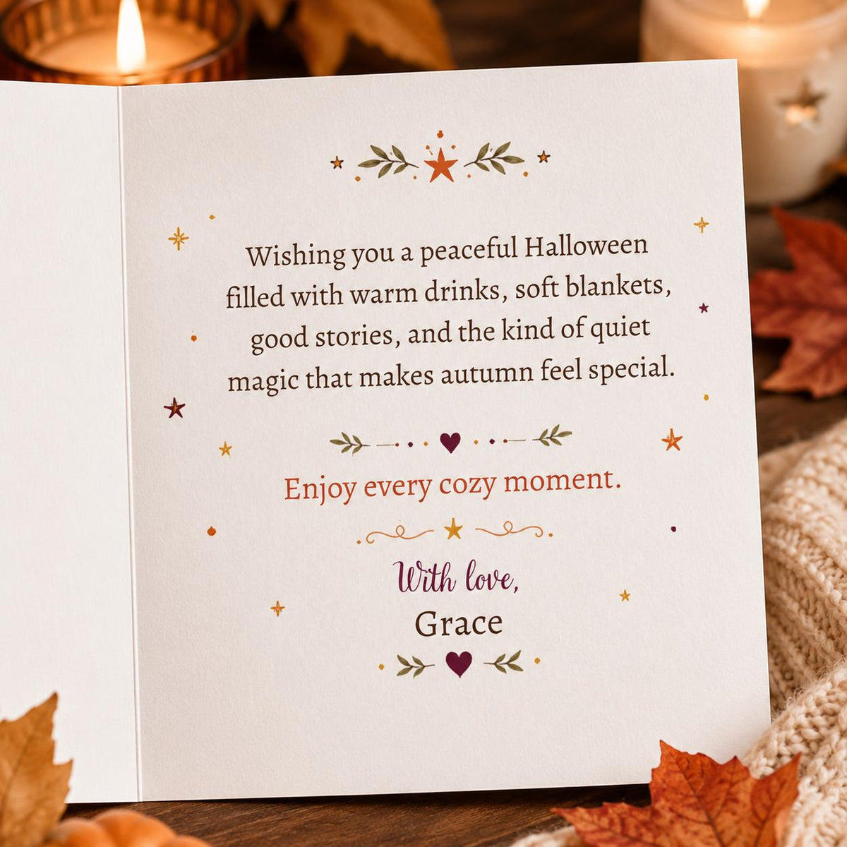 Black Cozy Halloween Greeting Card — greeting card you personalize in Canva