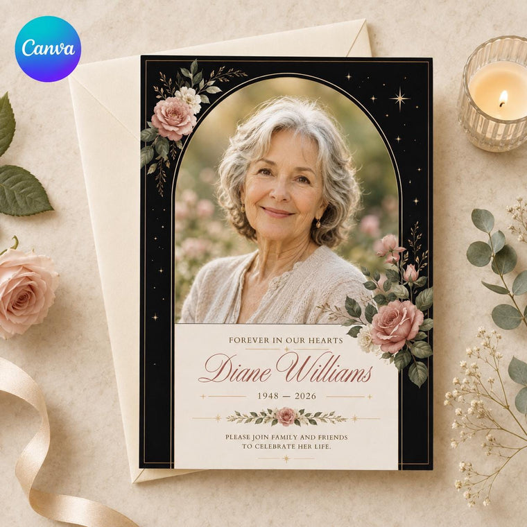 Black Elegant Celebration of Life Invitation