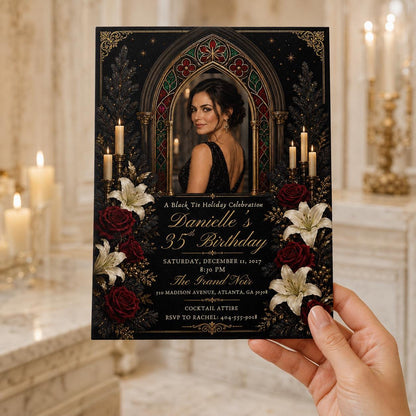 Black Elegant 35th Birthday Invitation — invitation you personalize in Canva