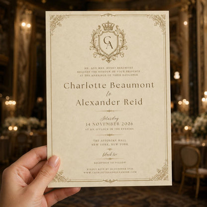 Black Vintage Monogram Wedding Invitation — elegant wedding design