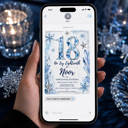 Blue 18th Birthday Invitation — snowflake design