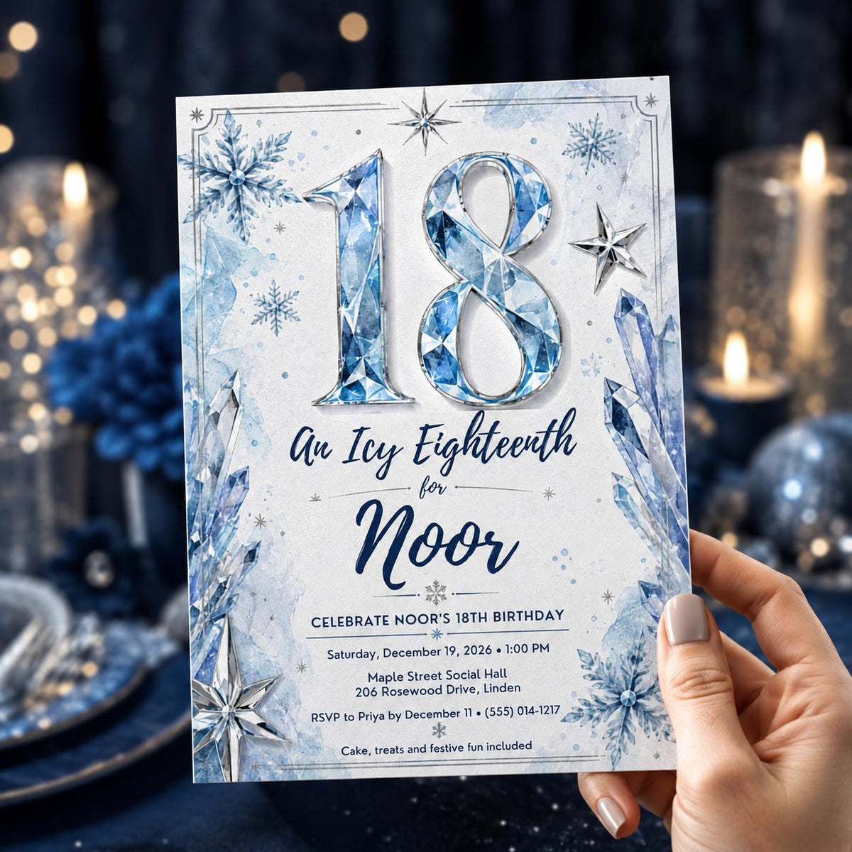 Blue 18th Birthday Invitation — invitation you personalize in Canva