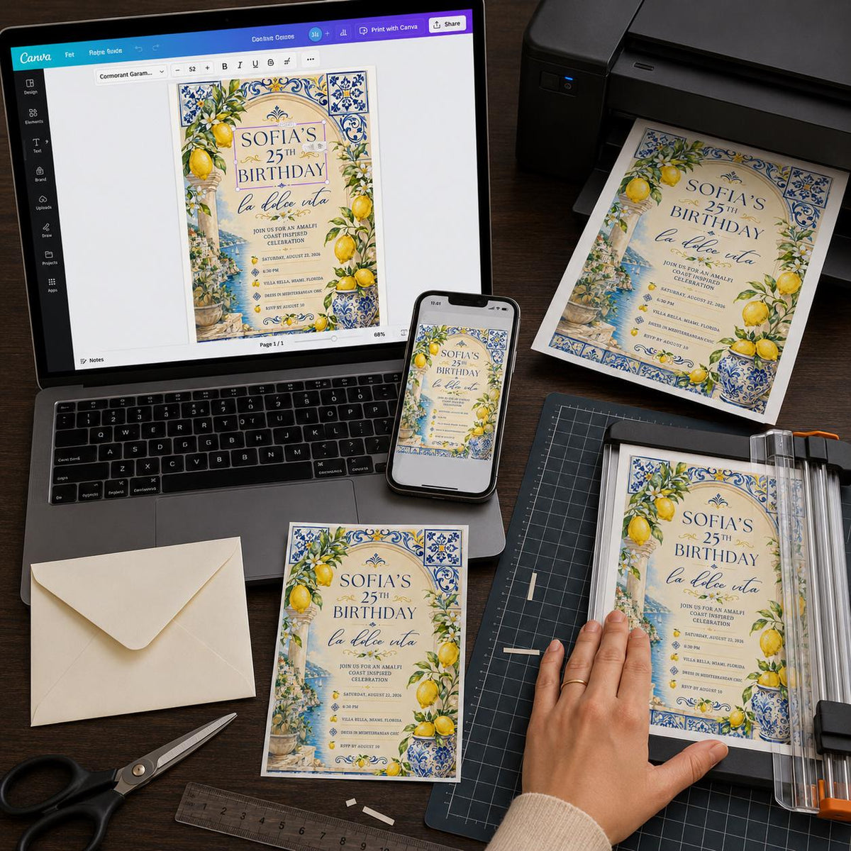 Blue 25th Birthday Invitation — print-ready 25th birthday party design from VoltBy