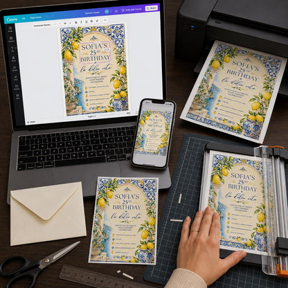 Blue 25th Birthday Invitation — print-ready 25th birthday party design from VoltBy