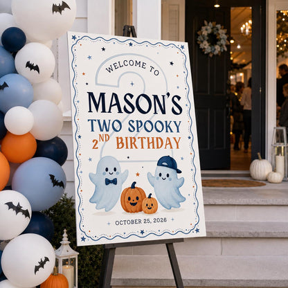 Blue 2nd Birthday Welcome Sign — print-ready 2nd birthday party design from VoltBy