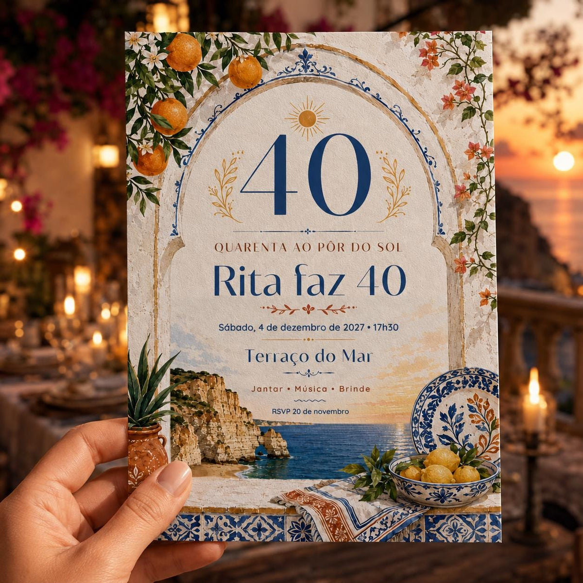 Blue 40th Birthday Invitation — invitation you personalize in Canva