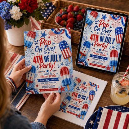 Blue and Red 4th Of July Invitation — invitation you personalize in Canva