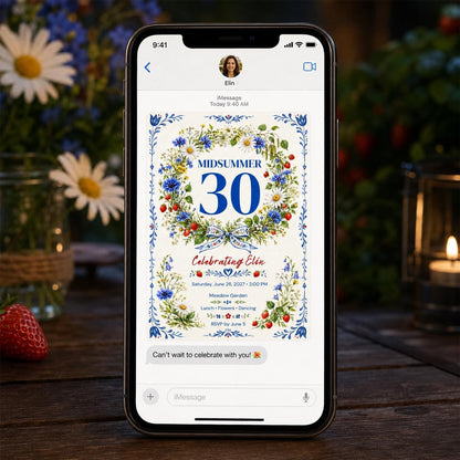 Blue Floral 30th Birthday Invitation — garden design