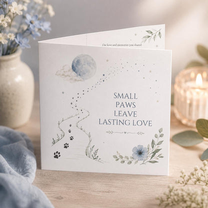 Blue Floral Pet Loss Sympathy Greeting Card — digital greeting card, instant download