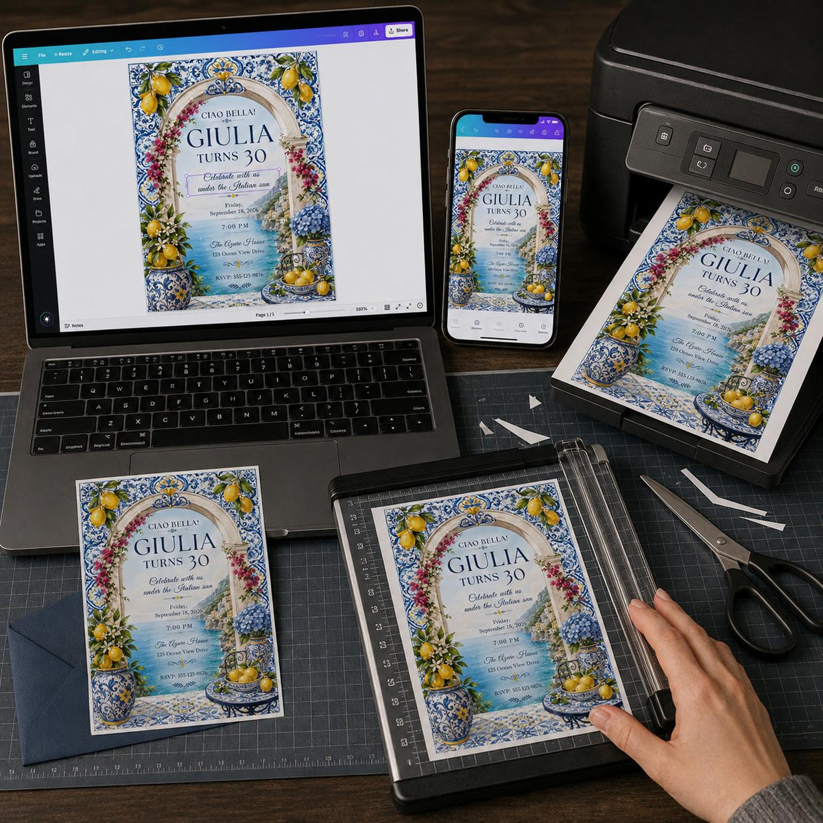 Blue Italian 30th Birthday Invitation — lemon design