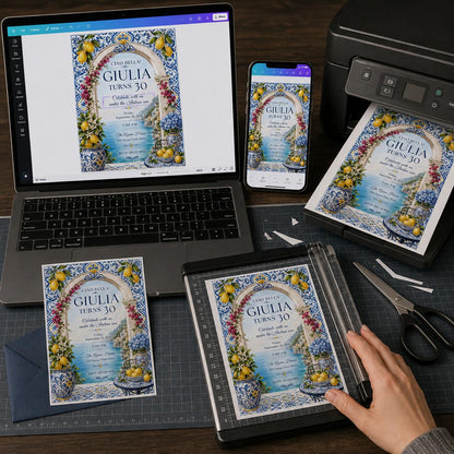 Blue Italian 30th Birthday Invitation — lemon design